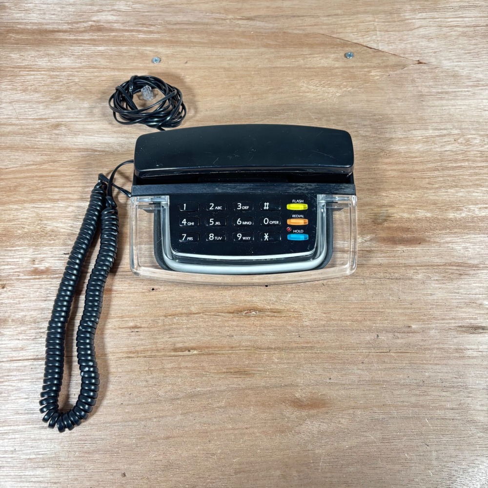 Radio Shack Krystalite Blue Neon Phone Black Vintage Retro Landline 43-810
